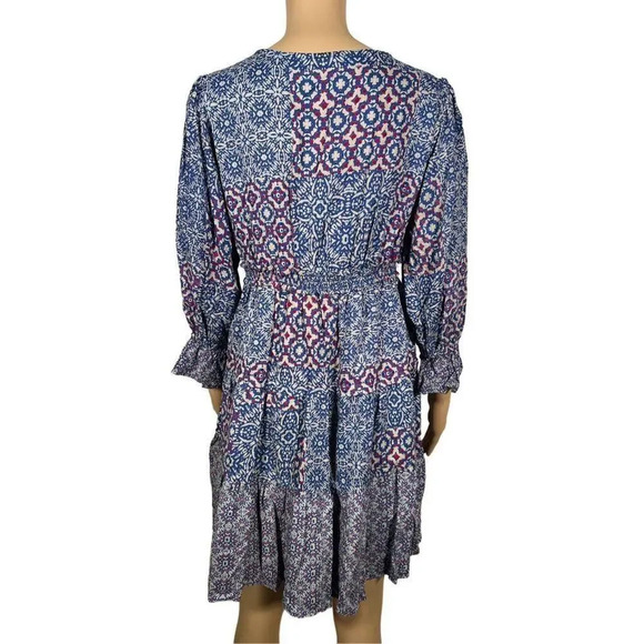 Angie Women's V-Neck Quarter Sleeves Tiered Mini Skirt Dress Size S - Picture 4 of 8